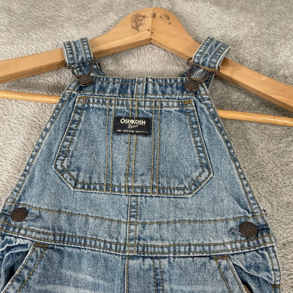 OshKosh B'gosh Shortalls Toddler 18-24 Months Blue Denim Bib Overalls Carpenter